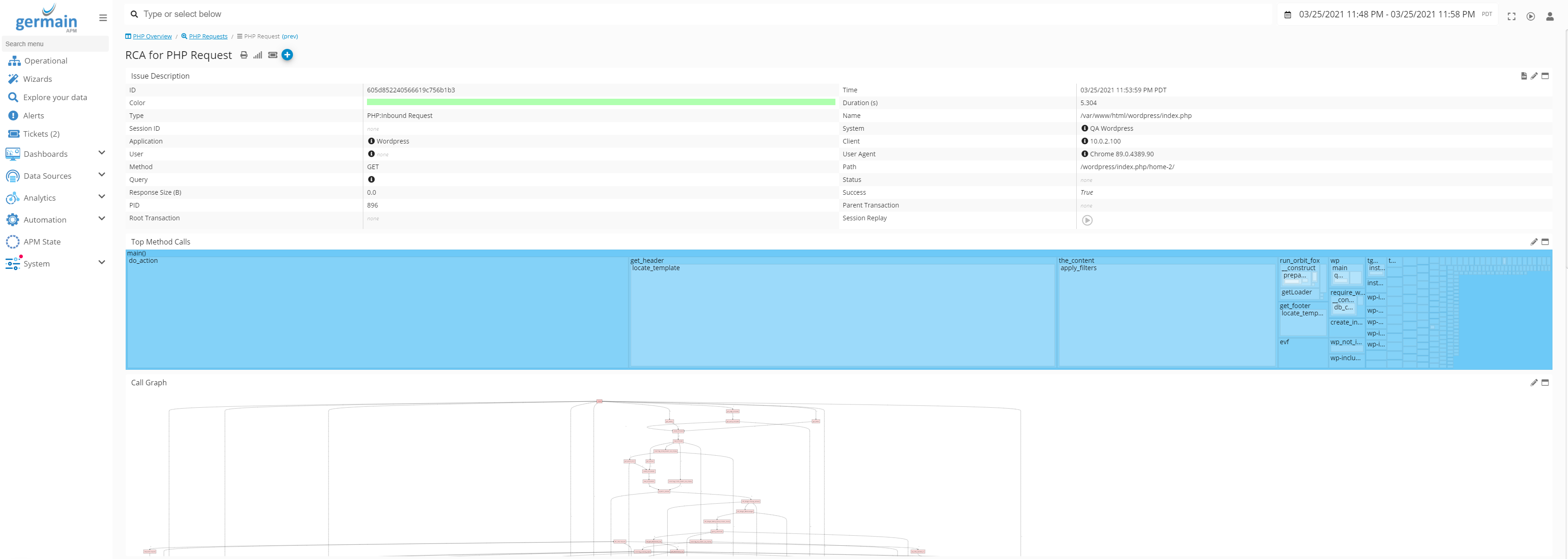screenshot of Germain UX